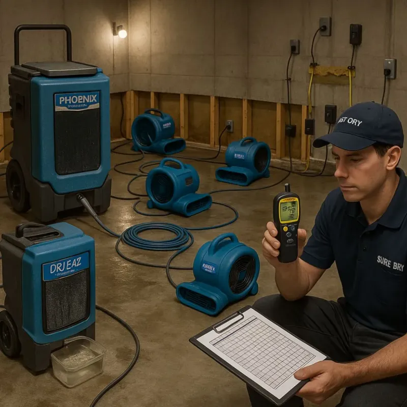 Structural Drying and Dehumidification process in Monroeville, IN